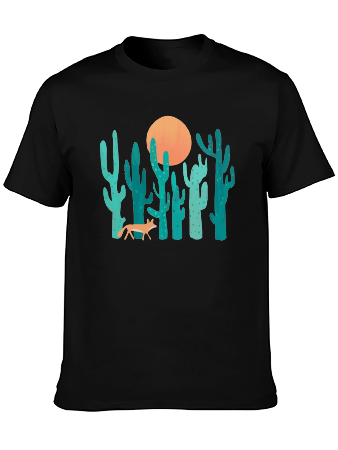 Desert Fox & Cactus Graphic T-Shirt