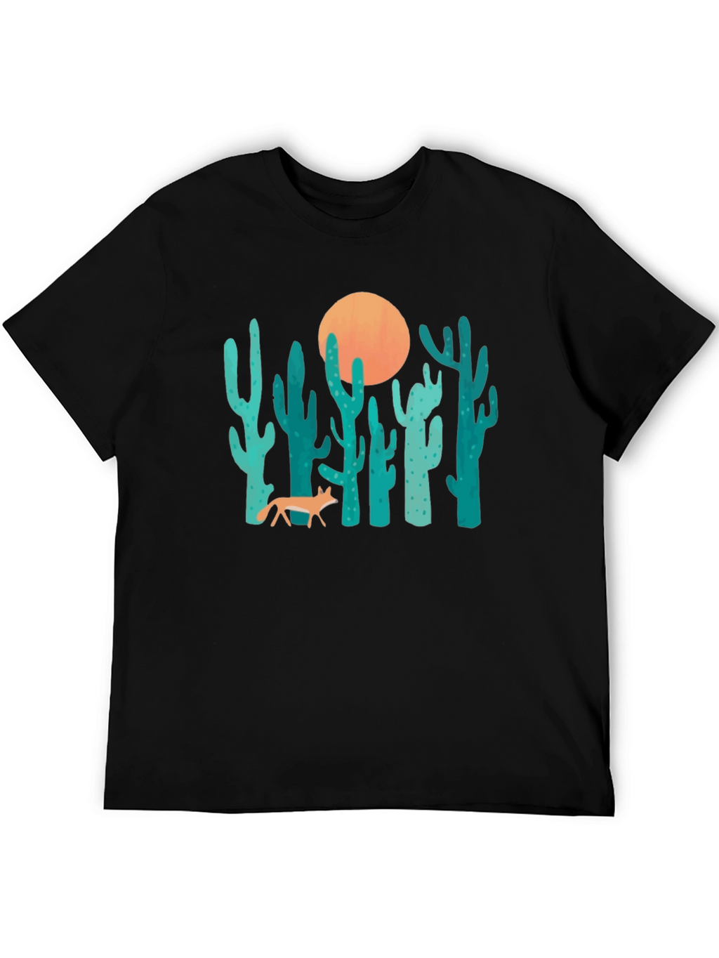 Desert Fox & Cactus Graphic T-Shirt