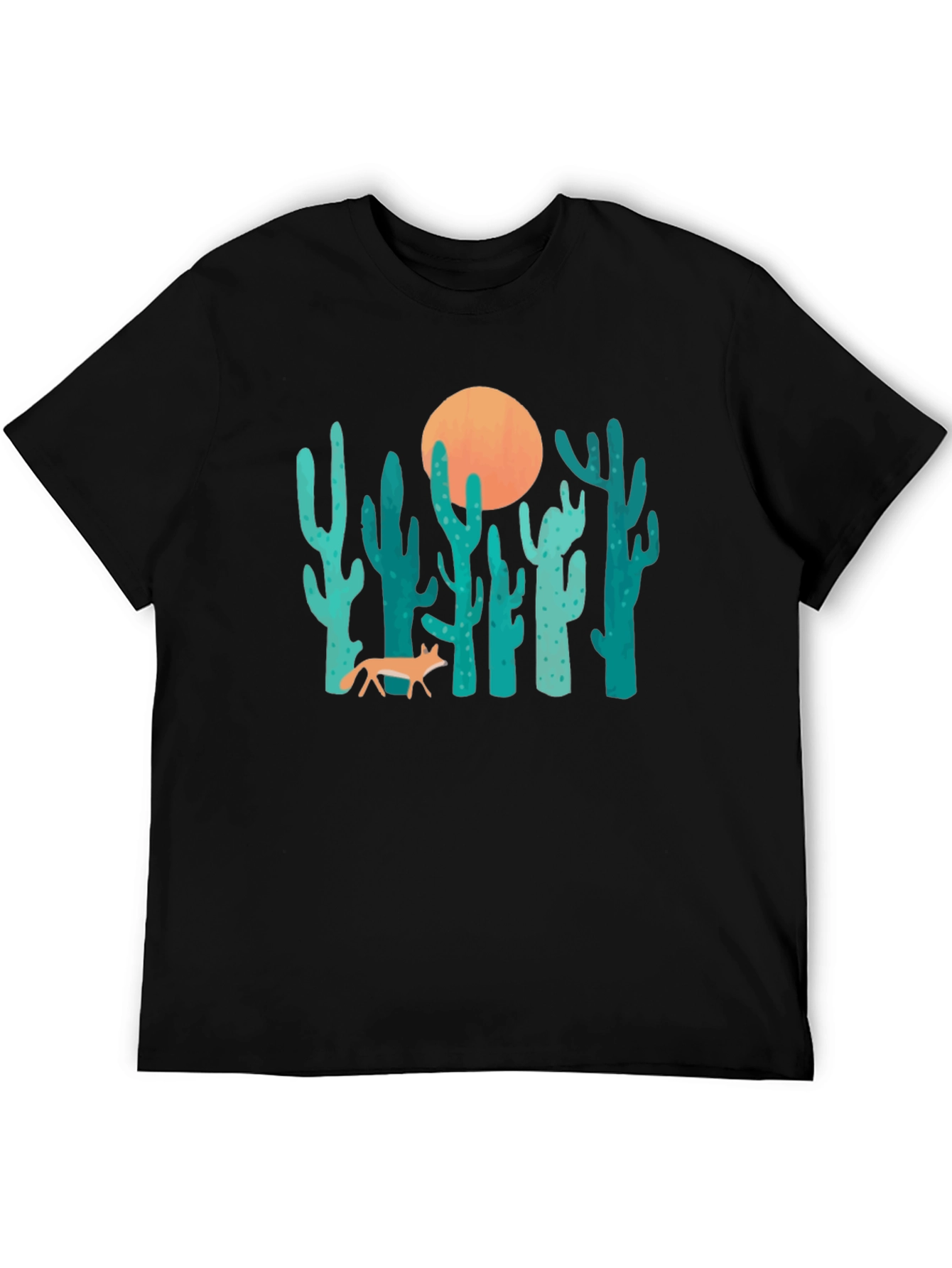 Desert Fox & Cactus Graphic T-Shirt