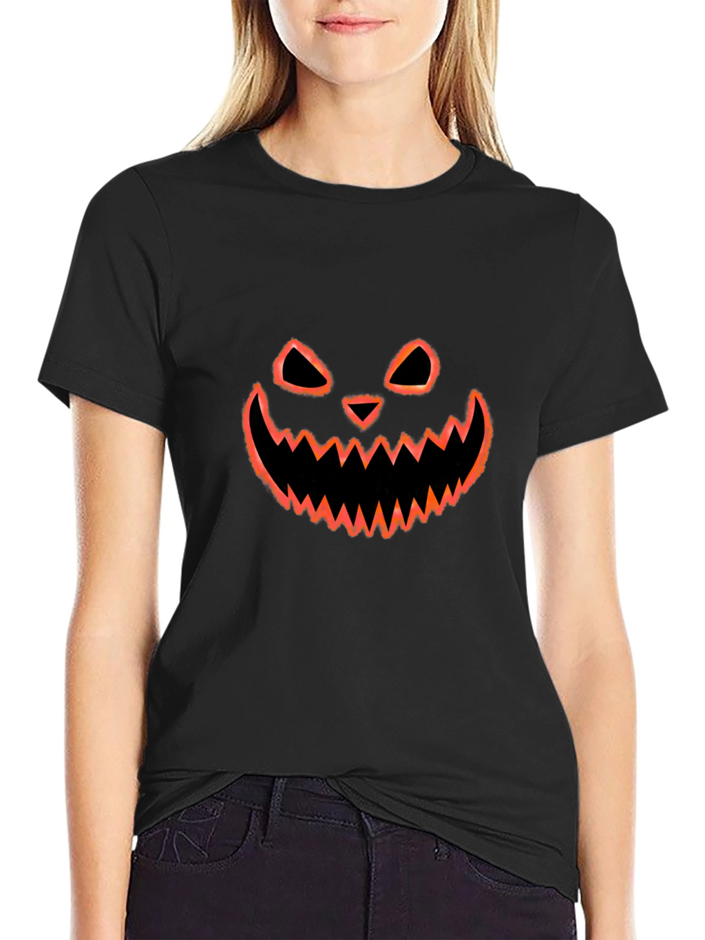 Halloween Pumpkin Face Graphic T-Shirt