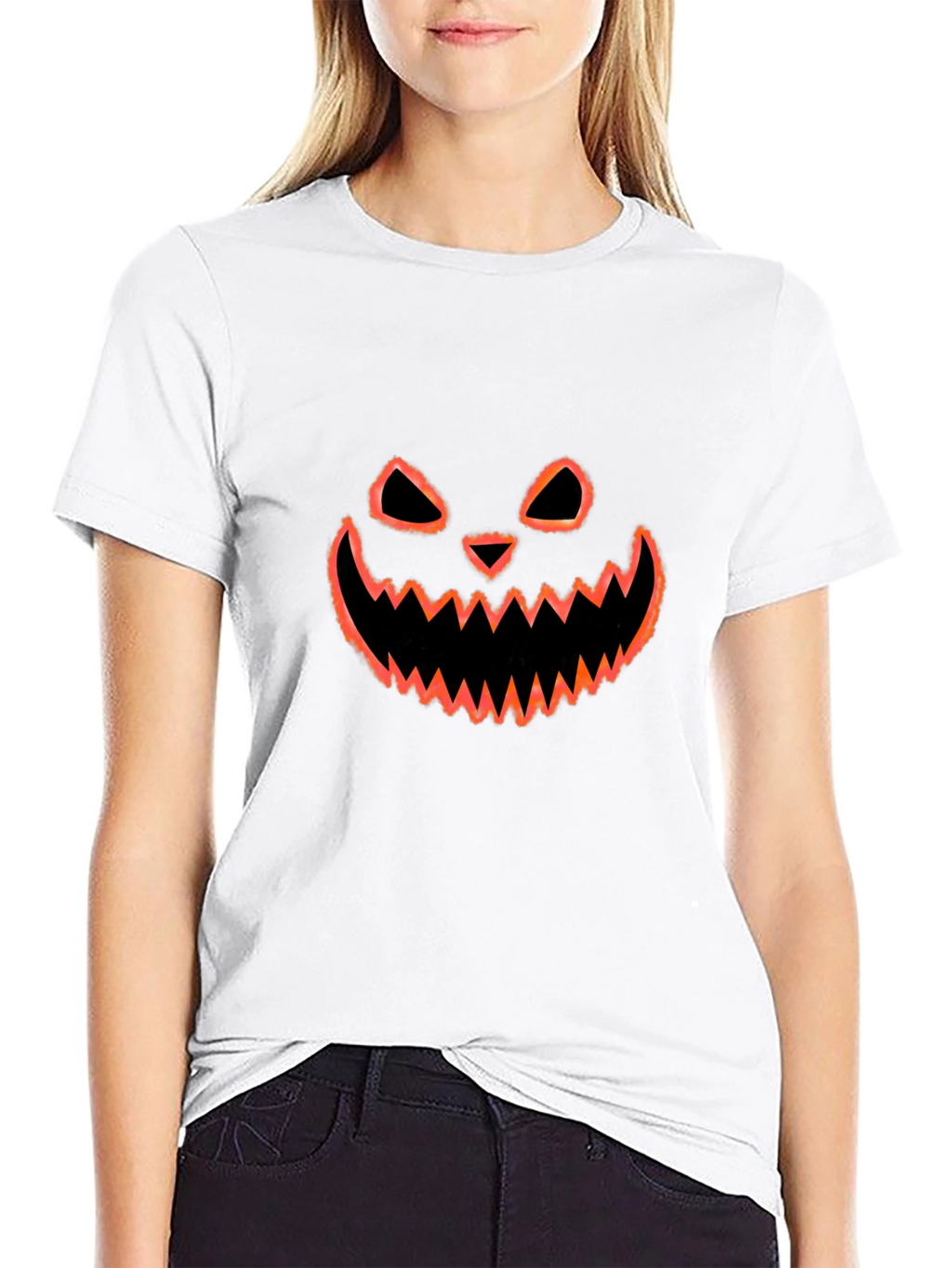 Halloween Pumpkin Face Graphic T-Shirt