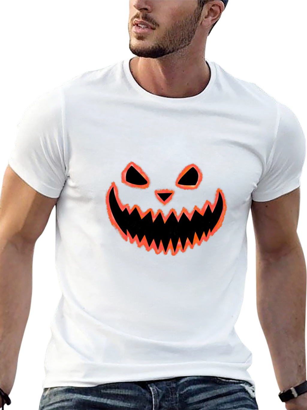Halloween Pumpkin Face Graphic T-Shirt