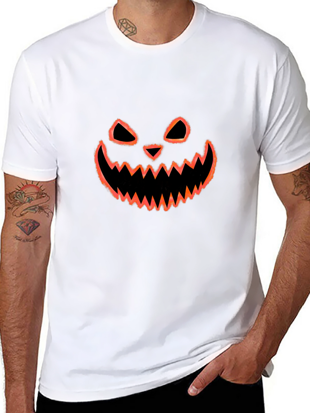 Halloween Pumpkin Face Graphic T-Shirt