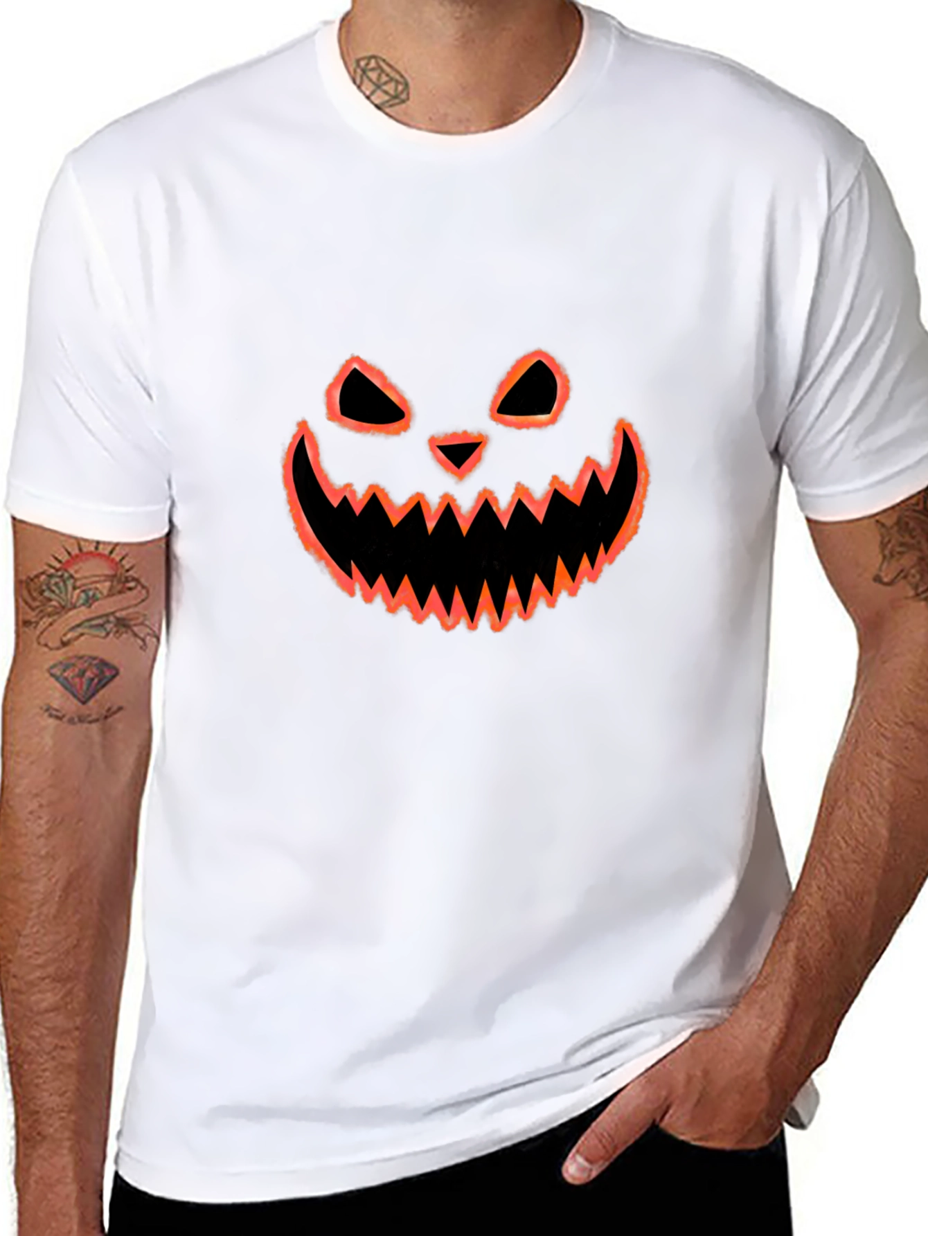 Halloween Pumpkin Face Graphic T-Shirt