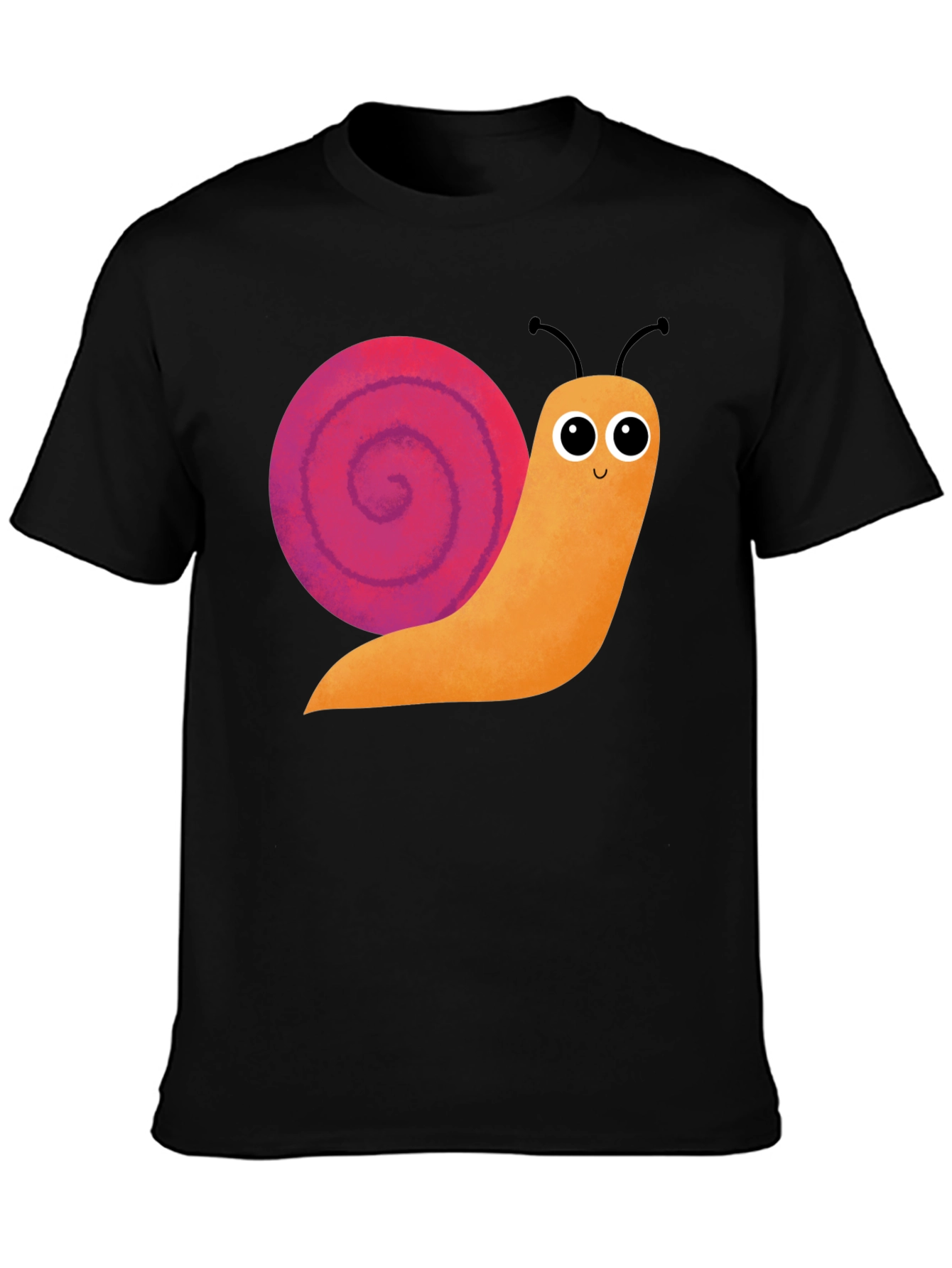 Cute Snail Graphic Tee - Black Cotton T-Shirt