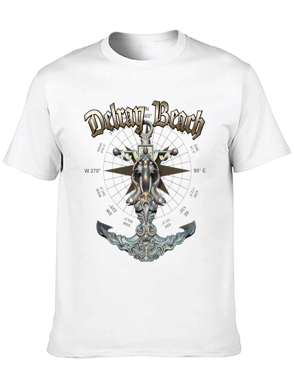 Delray Beach Anchor Compass Black T-Shirt
