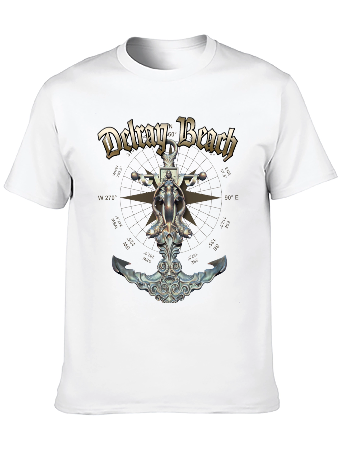 Delray Beach Anchor Compass Black T-Shirt