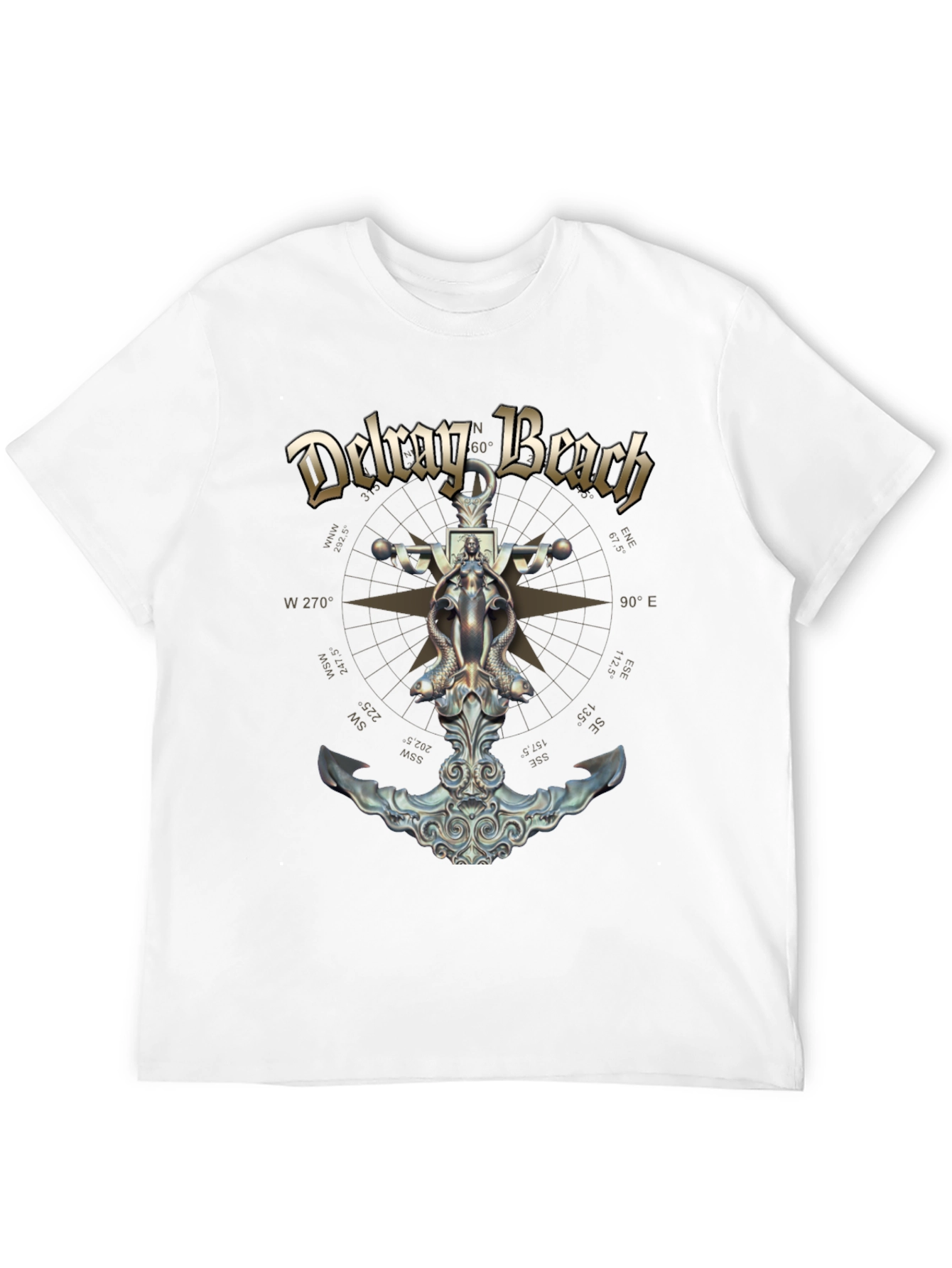 Delray Beach Anchor Compass Black T-Shirt