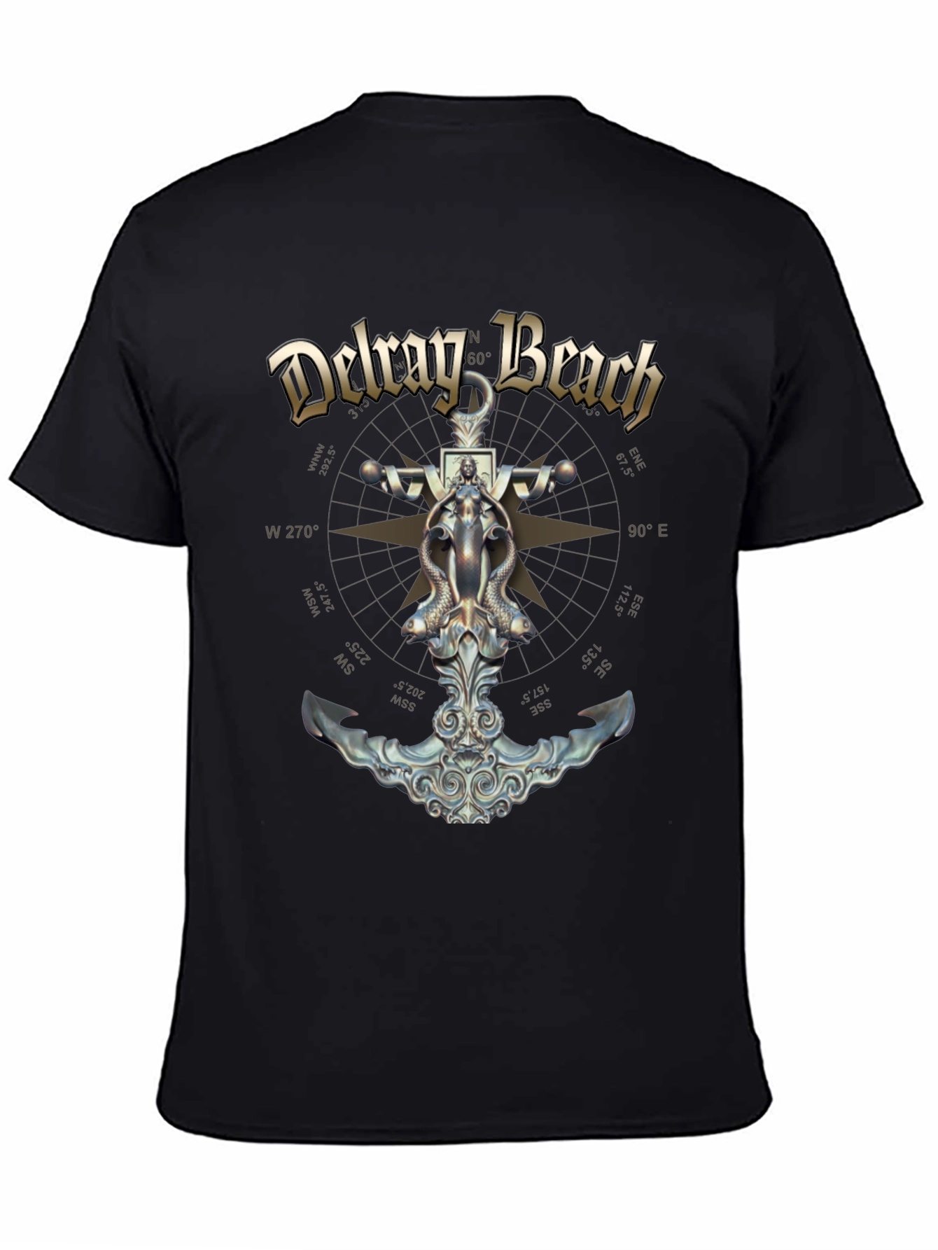 Delray Beach Anchor Compass Black T-Shirt
