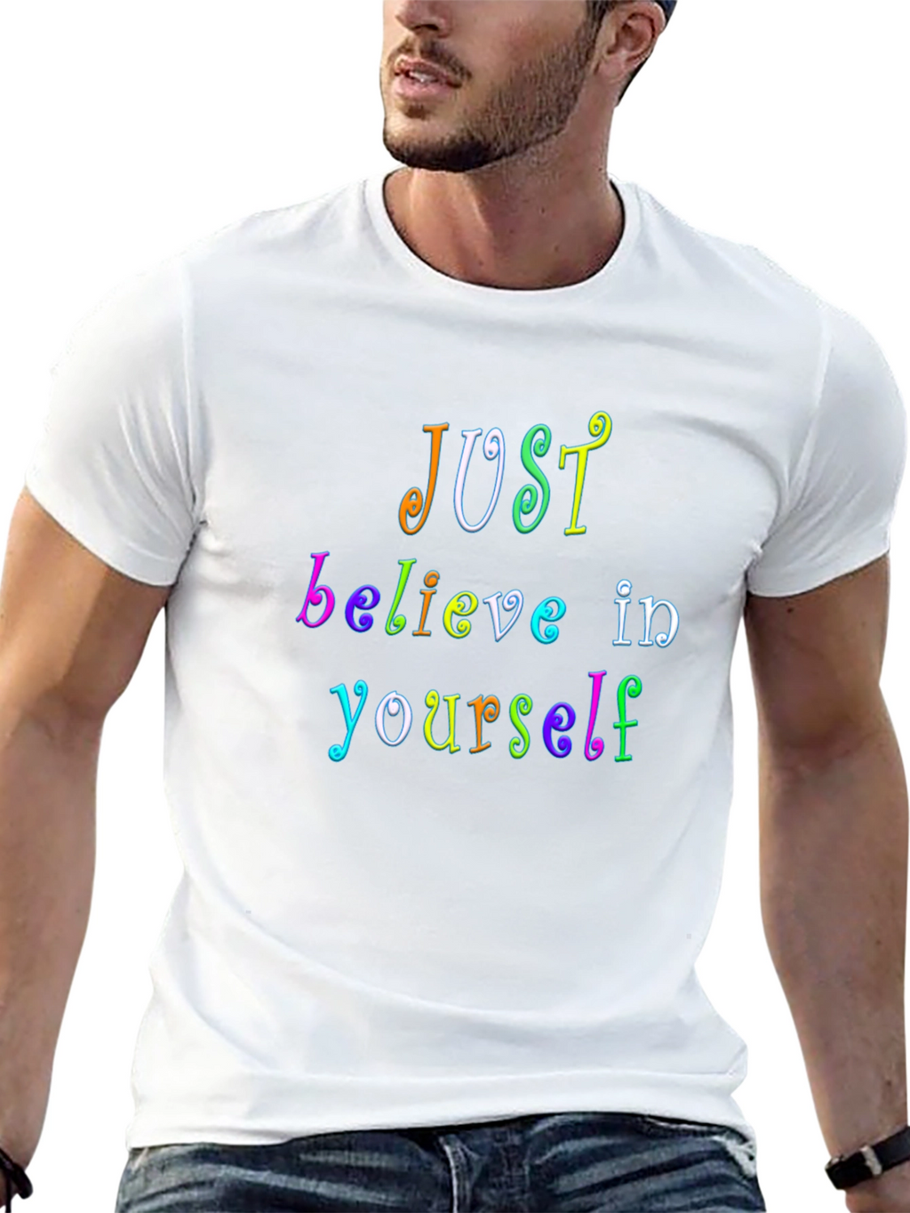 Just Believe Rainbow Graphic Tee