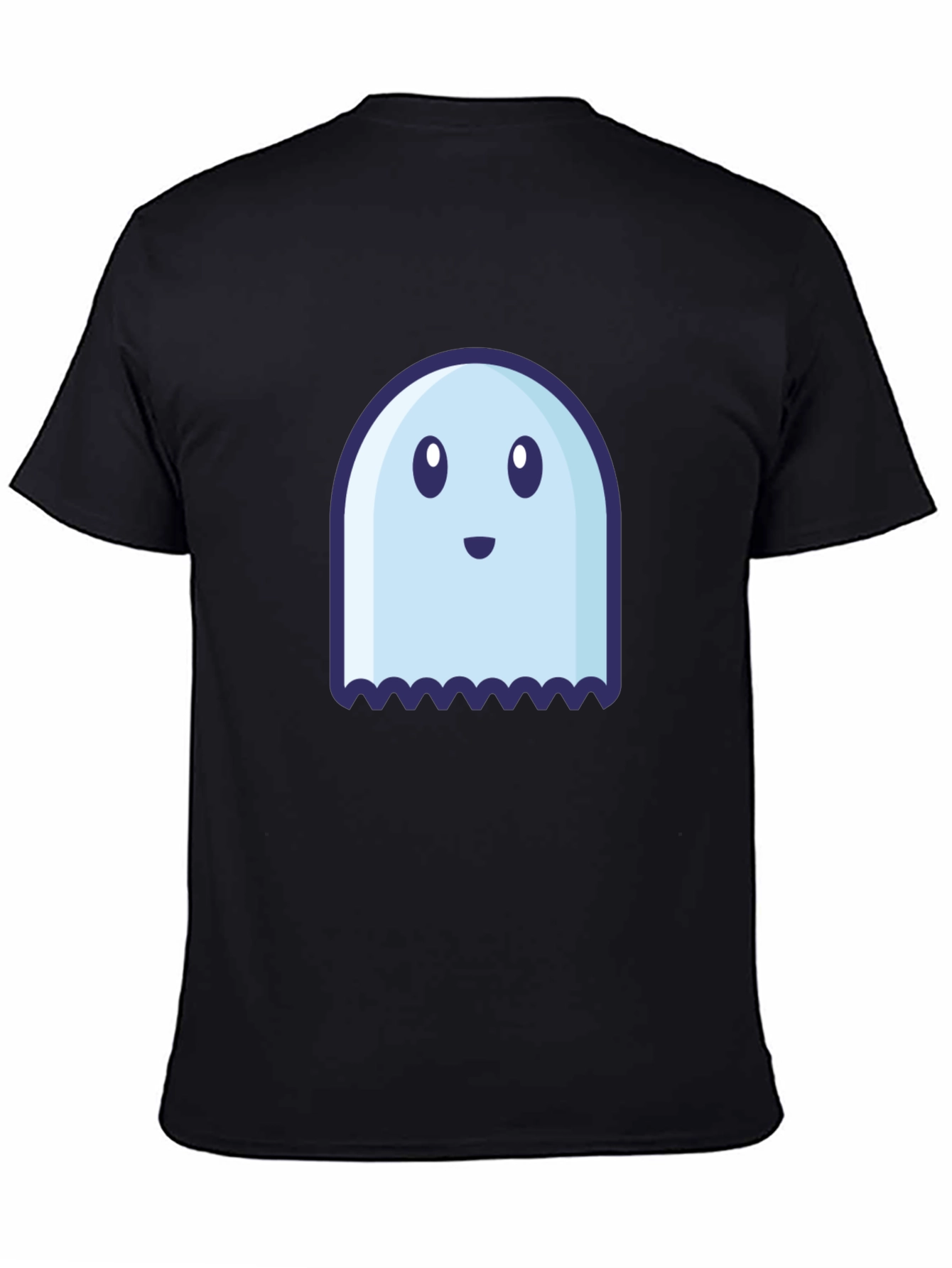 Cute Ghost Graphic Tee - Black Cotton Blend Shirt