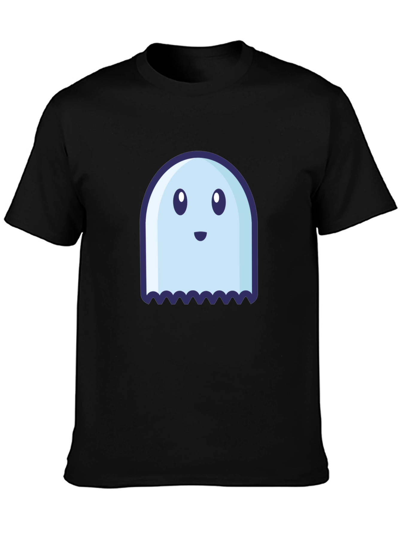 Cute Ghost Graphic Tee - Black Cotton Blend Shirt