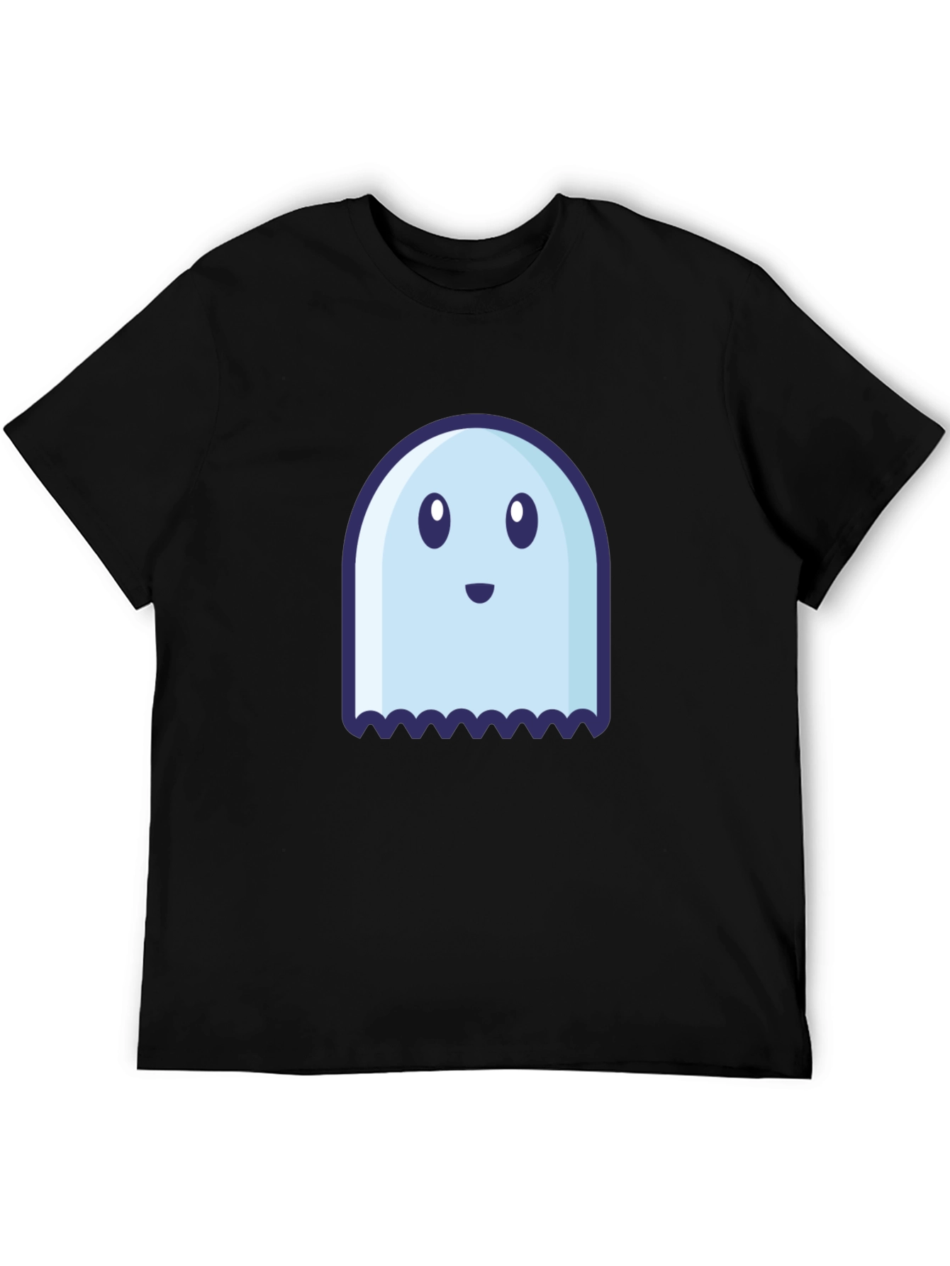 Cute Ghost Graphic Tee - Black Cotton Blend Shirt