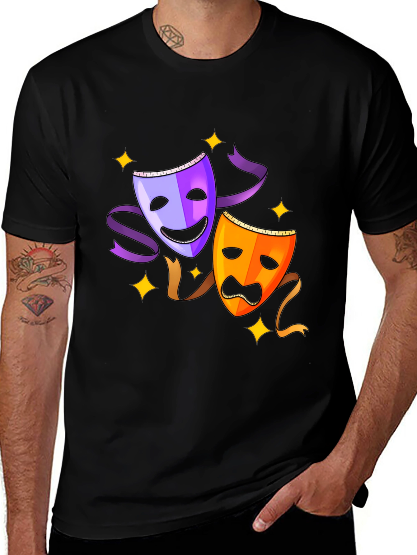 Comedy and Tragedy Masks Graphic Tee
