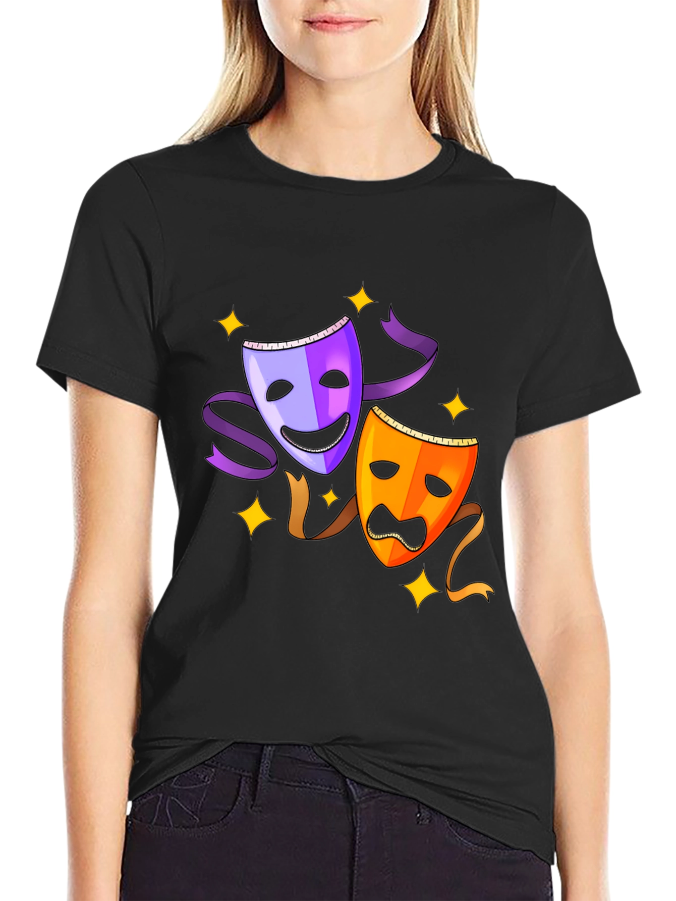 Comedy and Tragedy Masks Graphic Tee
