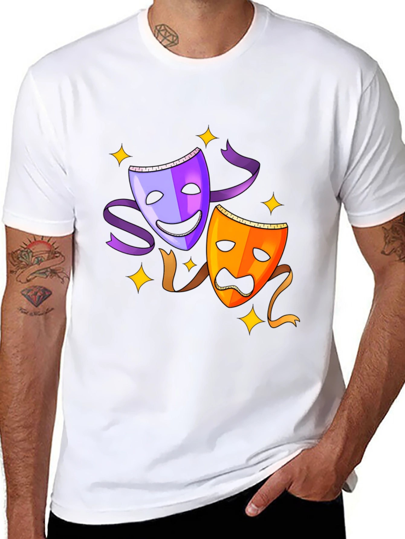 Comedy and Tragedy Masks Graphic Tee