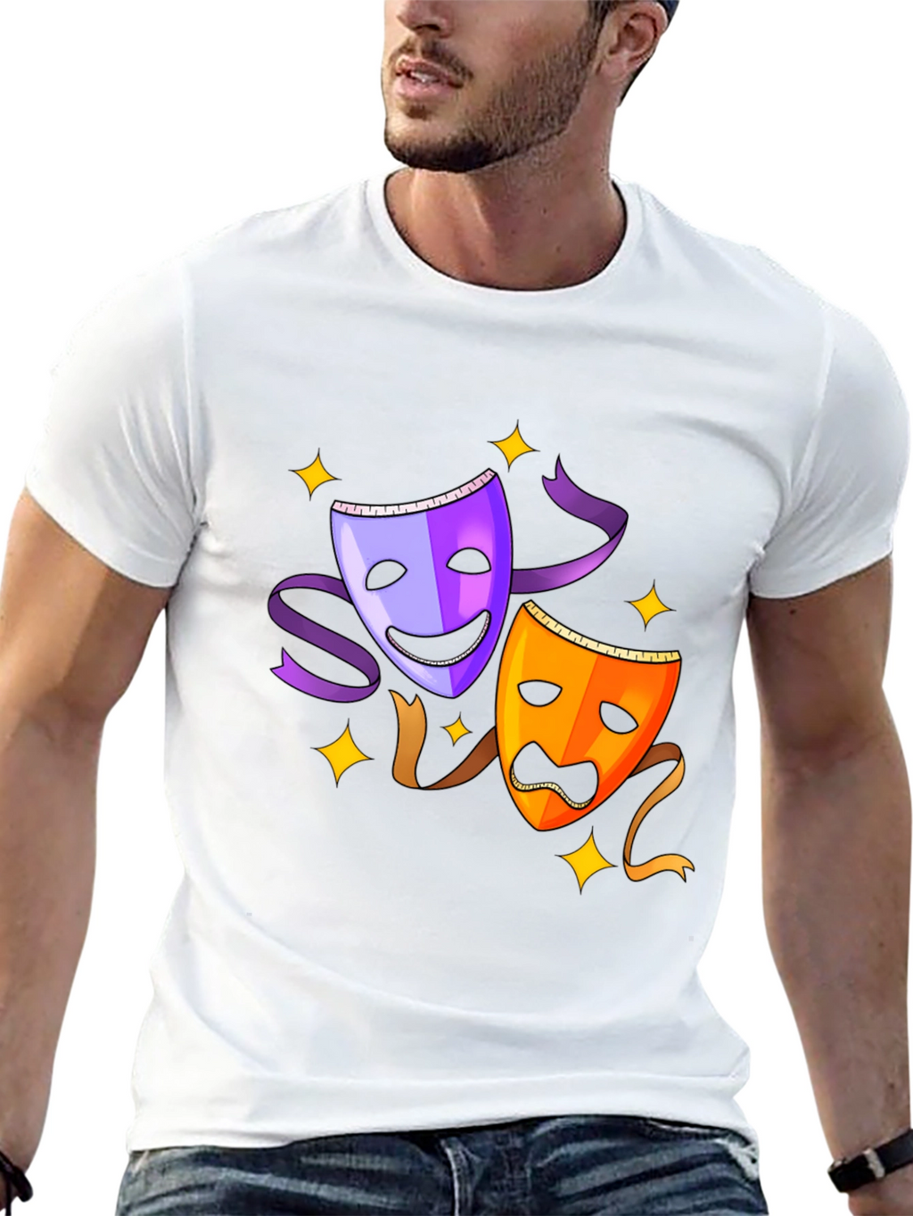 Comedy and Tragedy Masks Graphic Tee