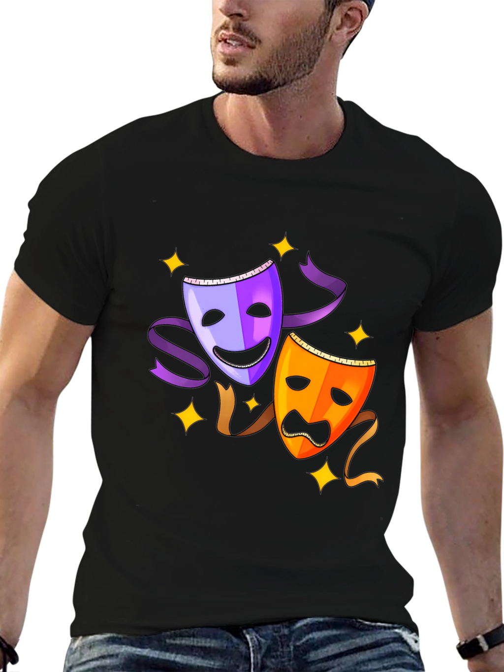 Comedy and Tragedy Masks Graphic Tee