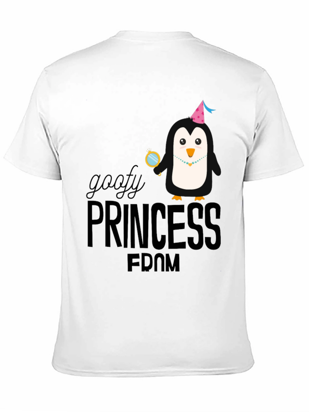 Goofy Princess Penguin Black T-Shirt