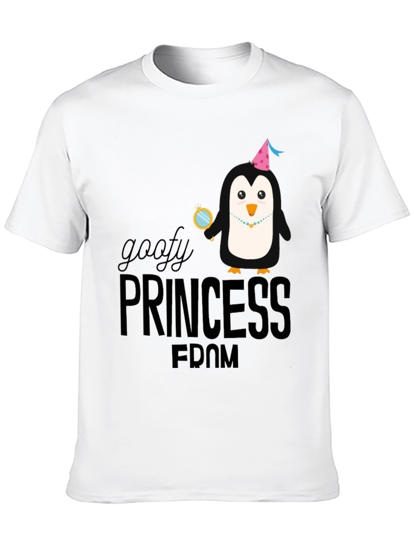 Goofy Princess Penguin Black T-Shirt