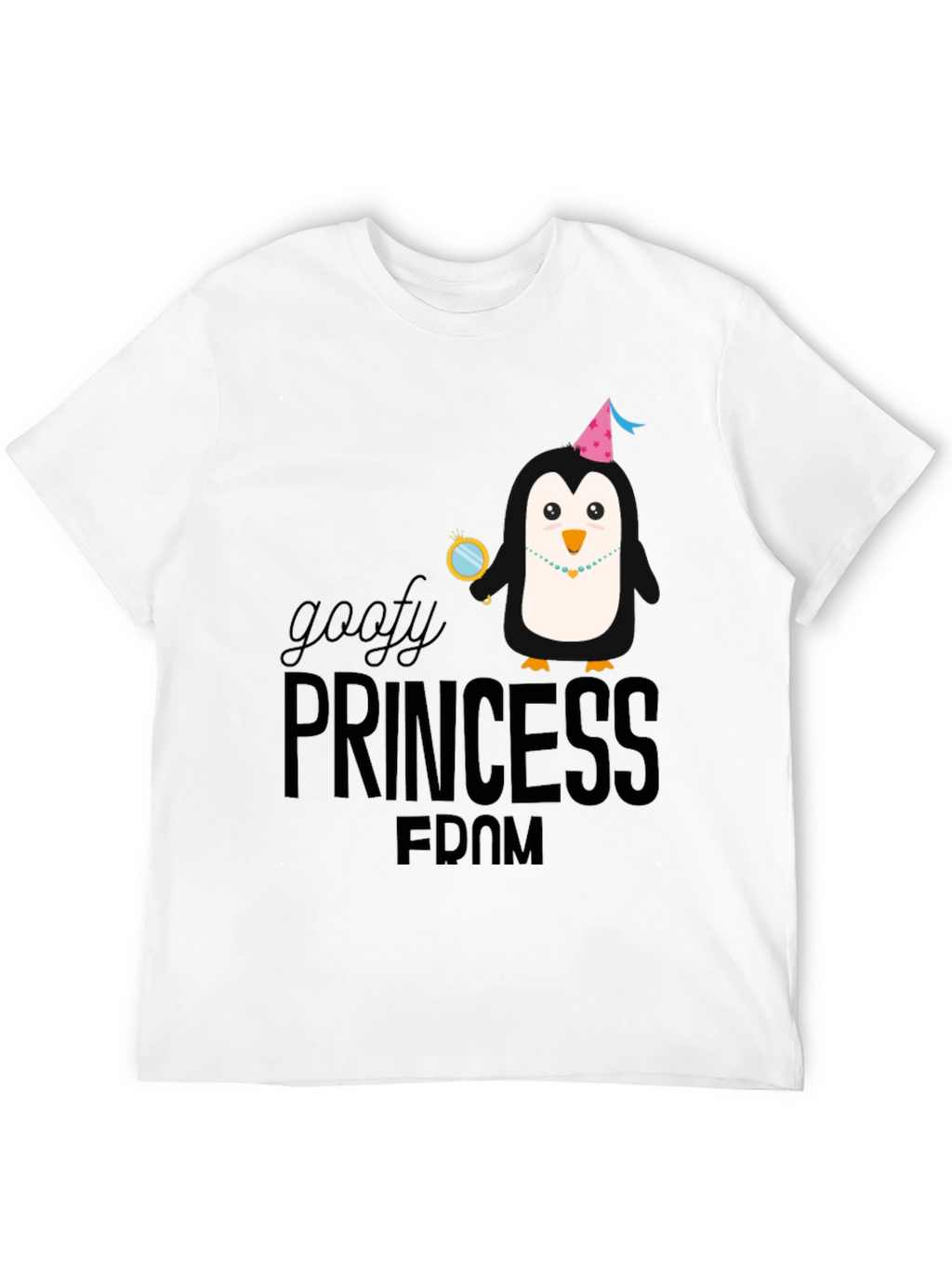 Goofy Princess Penguin Black T-Shirt