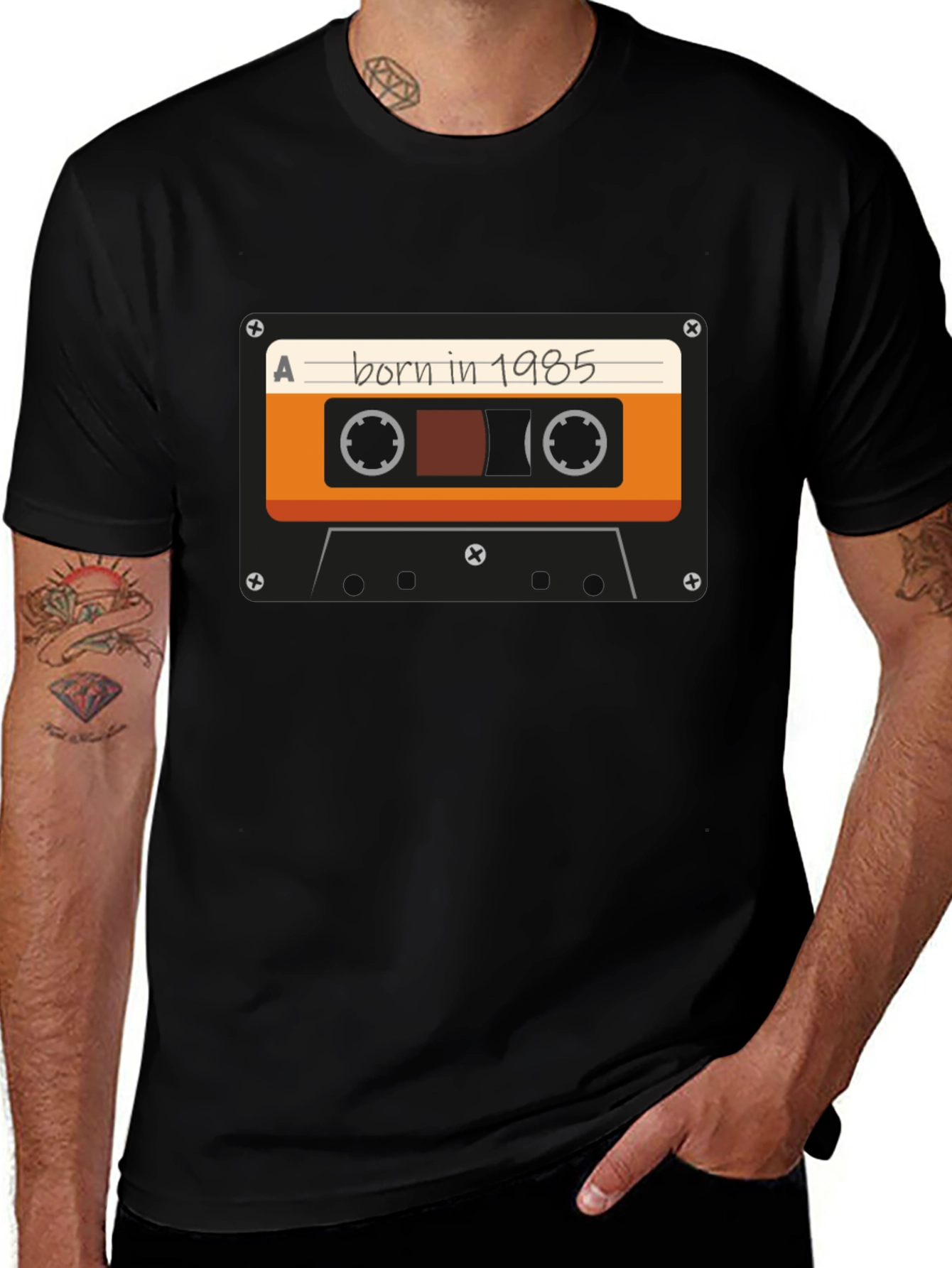 Born in 1985 Cassette Tape Graphic T-Shirt