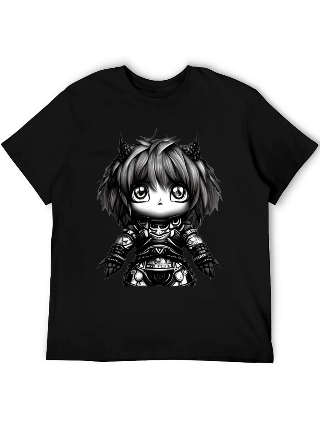 Anime Knight Graphic Tee - Black