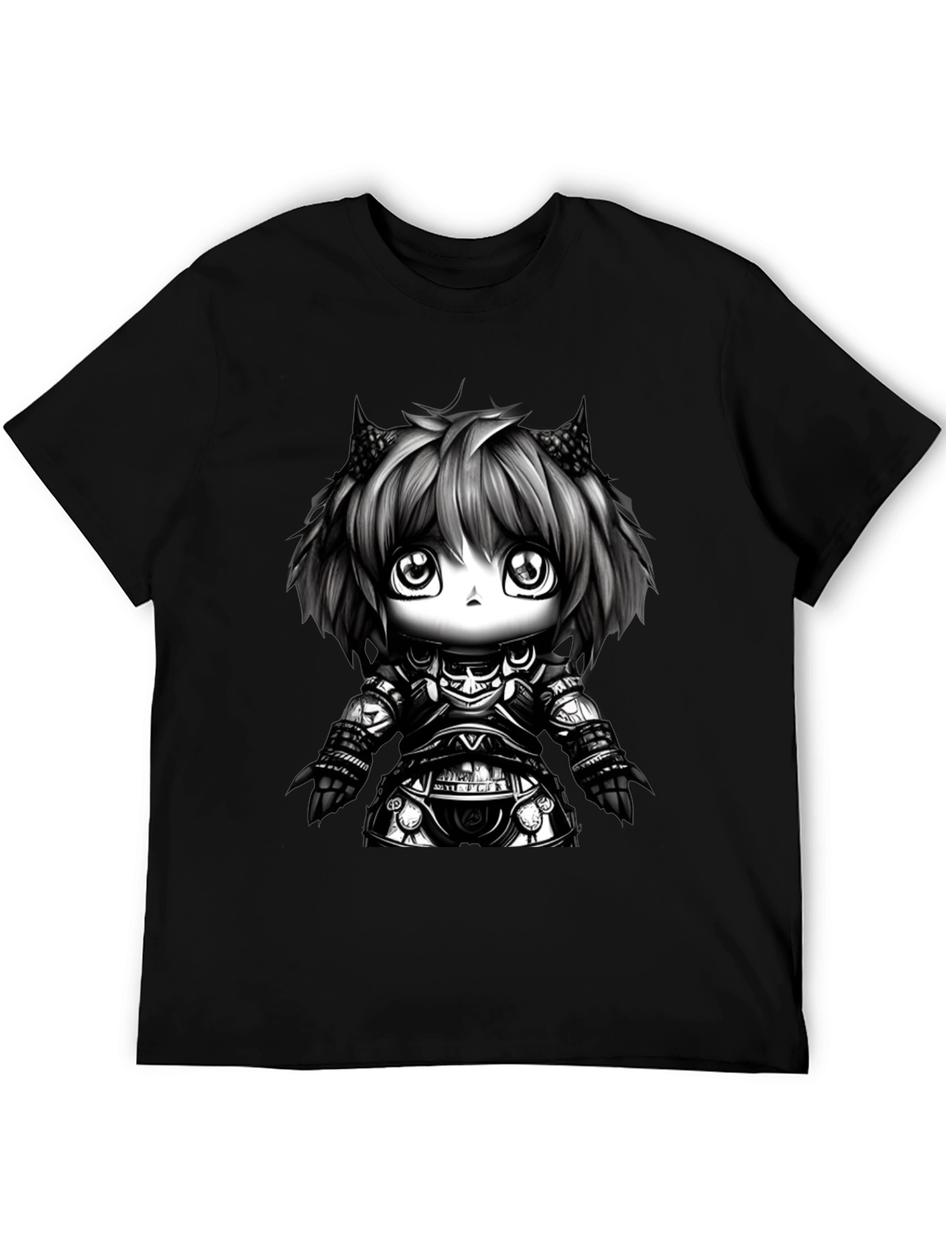 Anime Knight Graphic Tee - Black