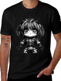 Anime Knight Graphic Tee - Black