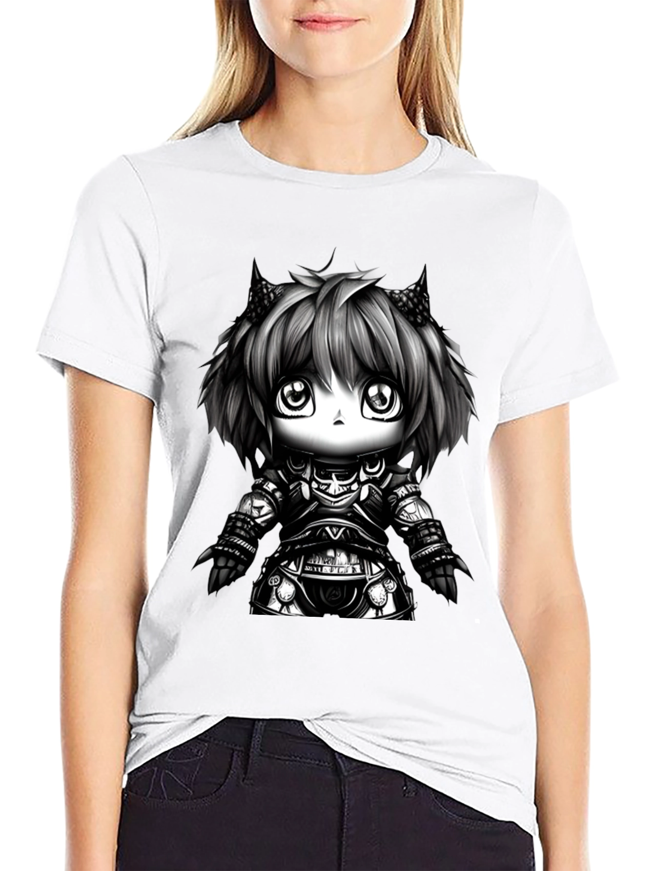 Anime Knight Graphic Tee - Black