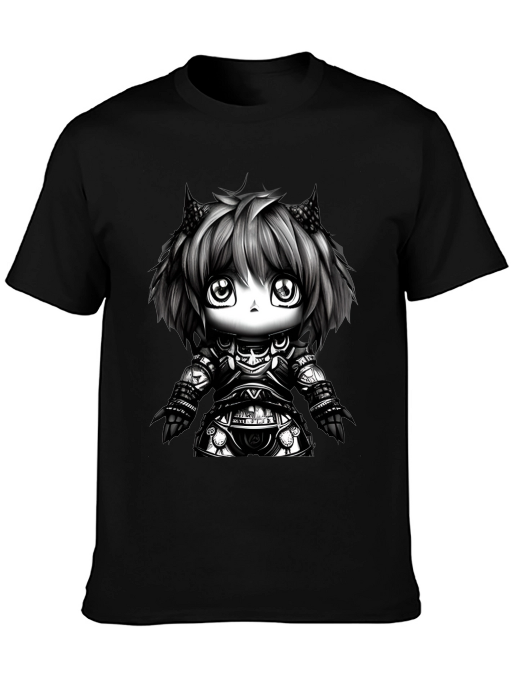 Anime Knight Graphic Tee - Black