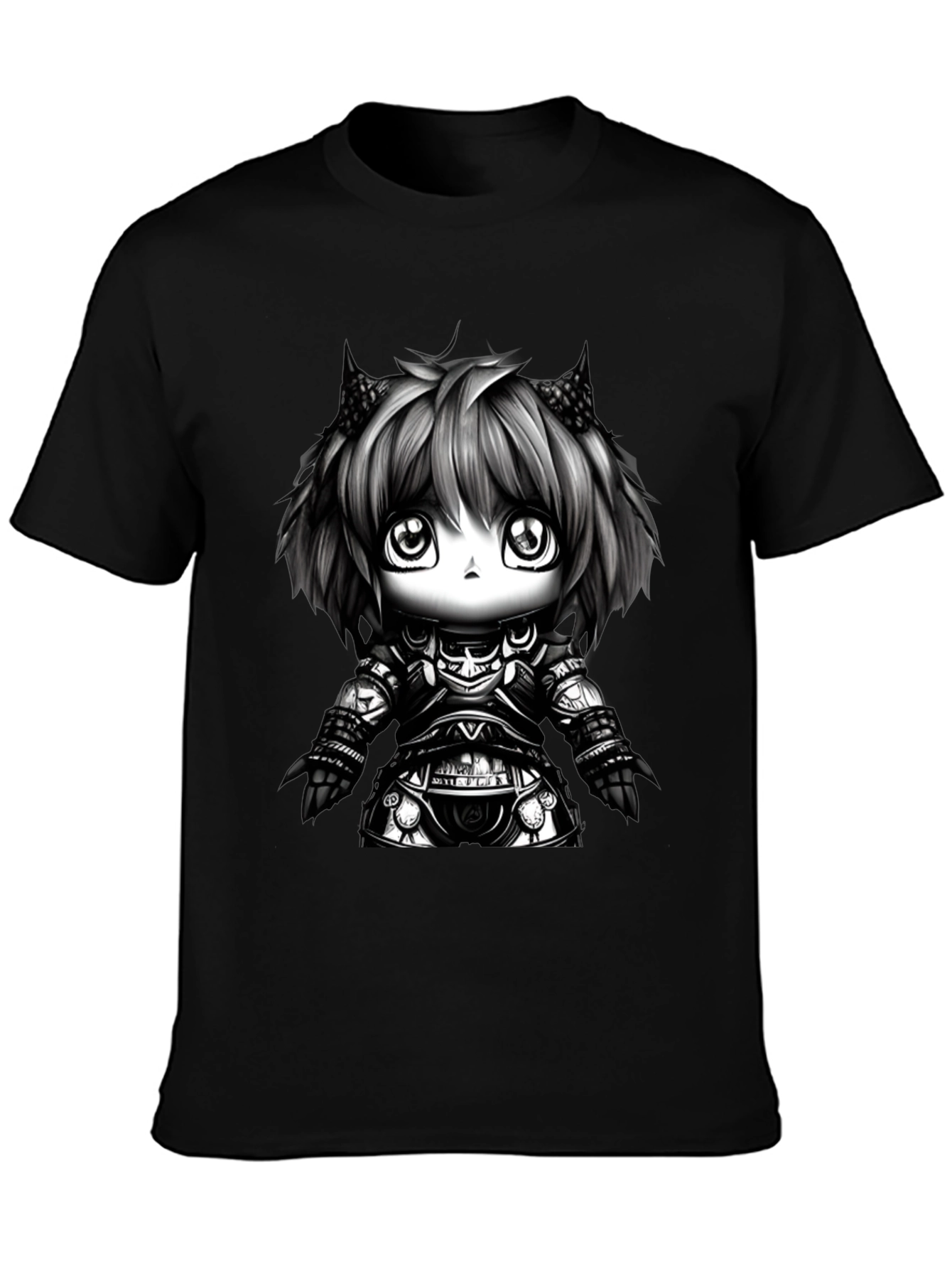 Anime Knight Graphic Tee - Black