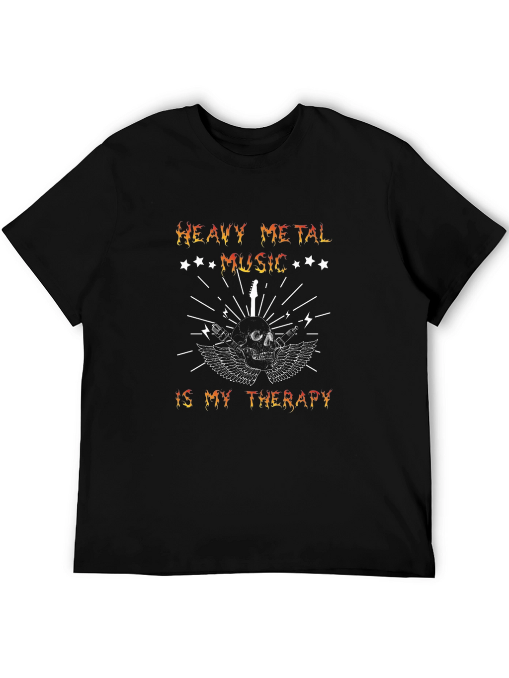 Heavy Metal Music Therapy Skull Graphic T-Shirt