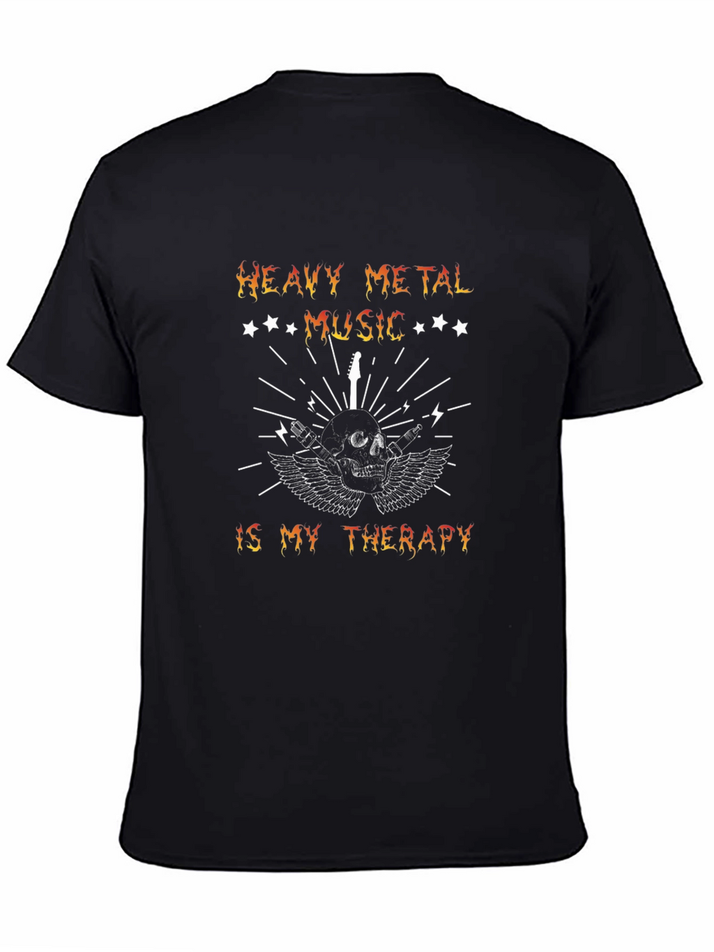 Heavy Metal Music Therapy Skull Graphic T-Shirt