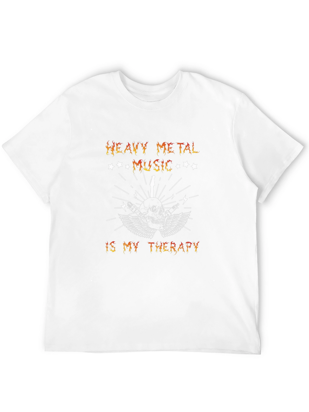 Heavy Metal Music Therapy Skull Graphic T-Shirt