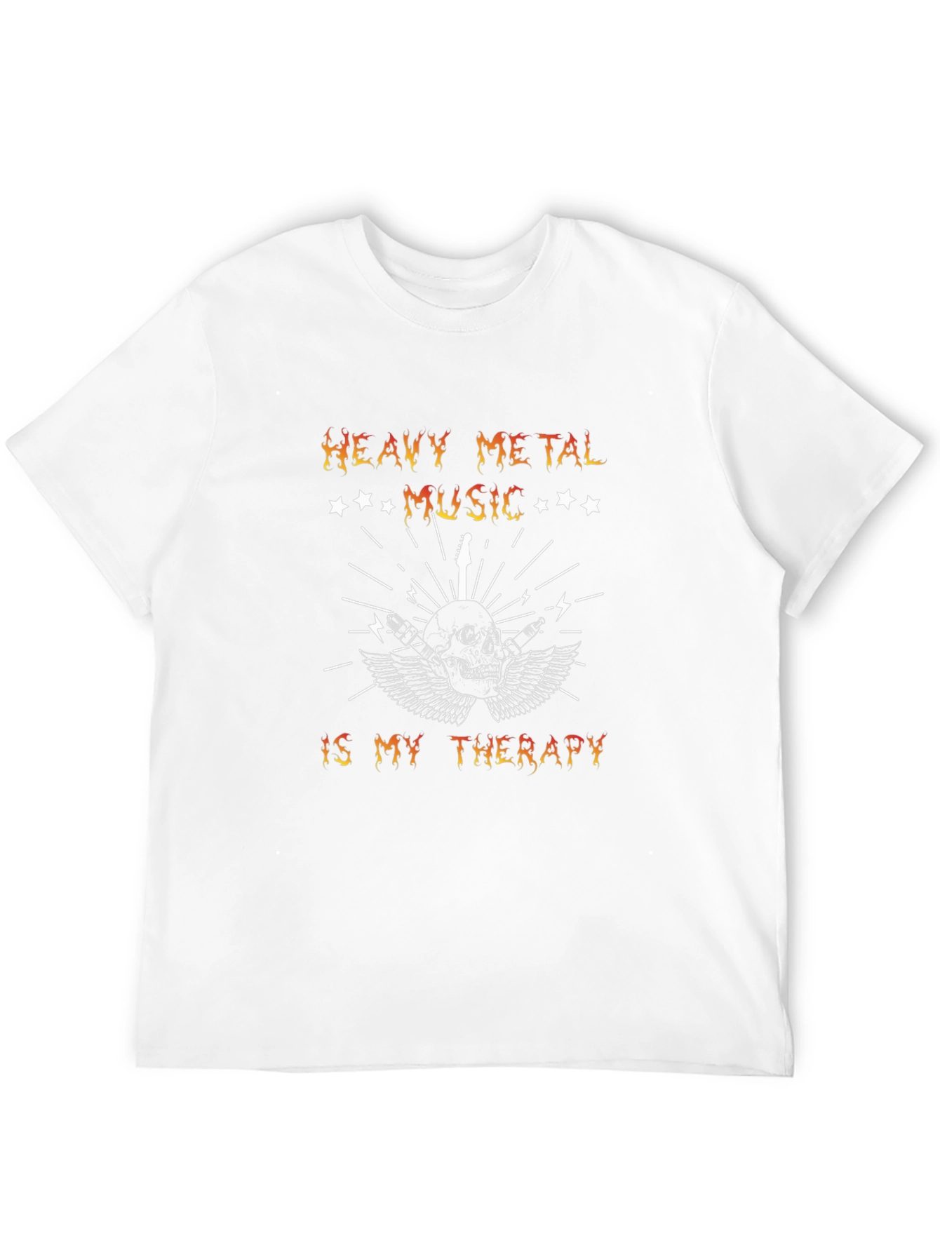 Heavy Metal Music Therapy Skull Graphic T-Shirt