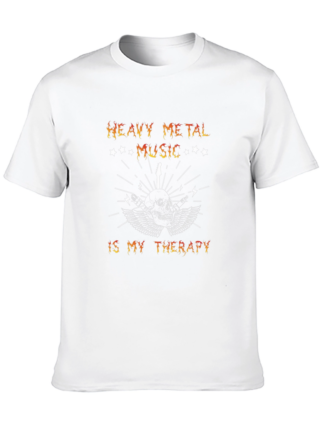 Heavy Metal Music Therapy Skull Graphic T-Shirt