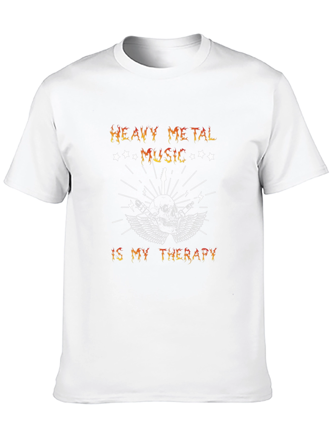 Heavy Metal Music Therapy Skull Graphic T-Shirt
