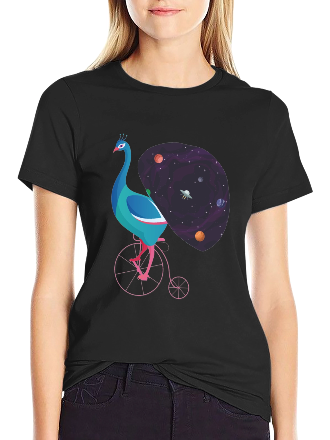 Cosmic Peacock Bike Graphic Tee