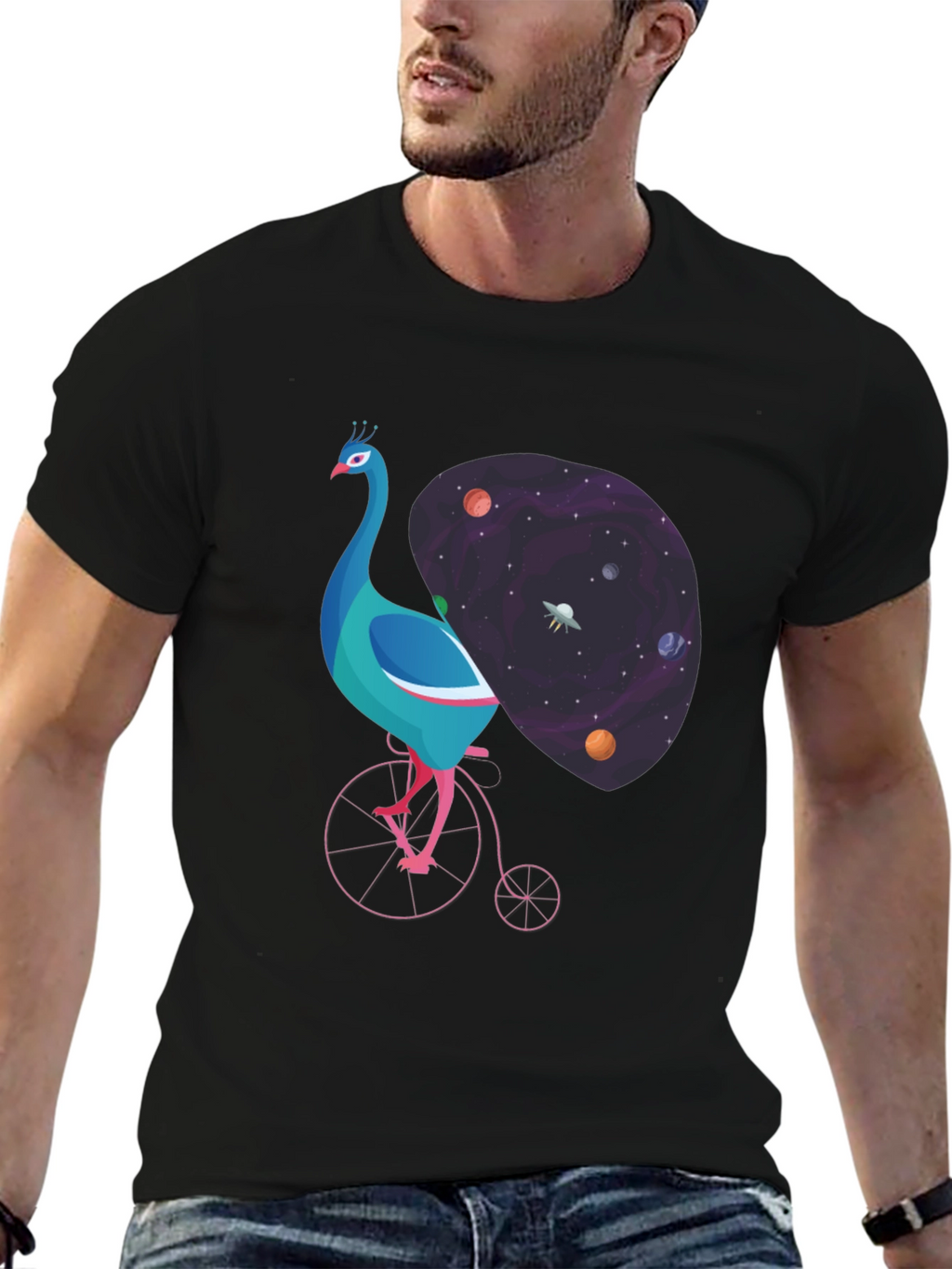 Cosmic Peacock Bike Graphic Tee
