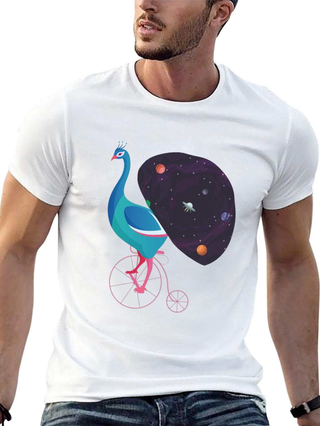 Cosmic Peacock Bike Graphic Tee
