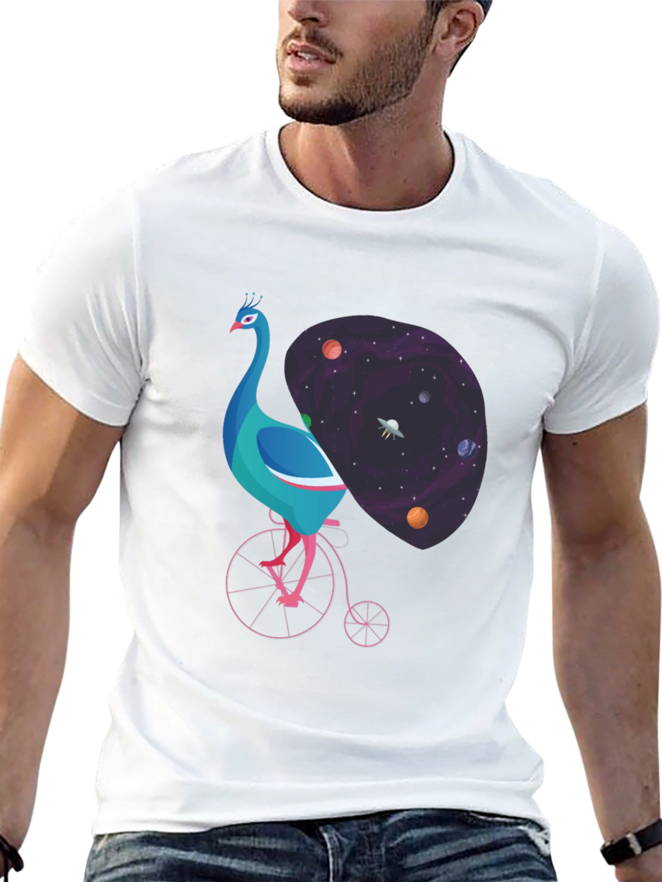 Cosmic Peacock Bike Graphic Tee