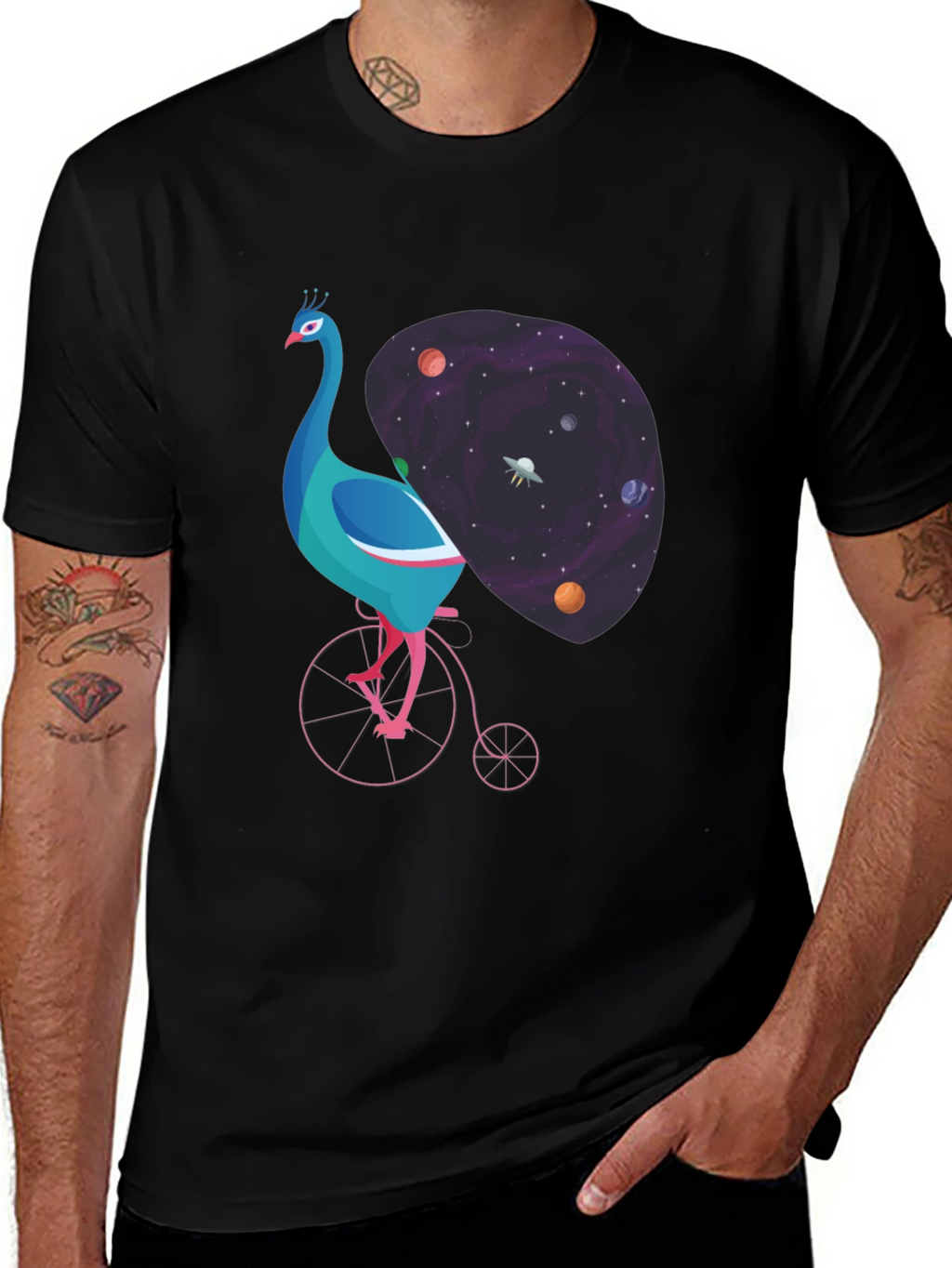 Cosmic Peacock Bike Graphic Tee