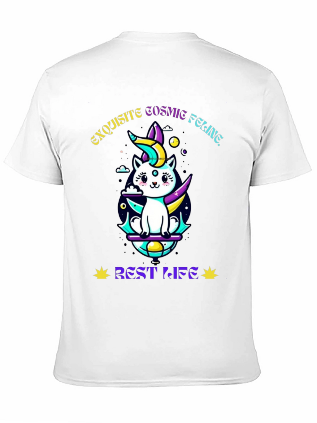 Exquisite Cosmic Feline Graphic T-Shirt
