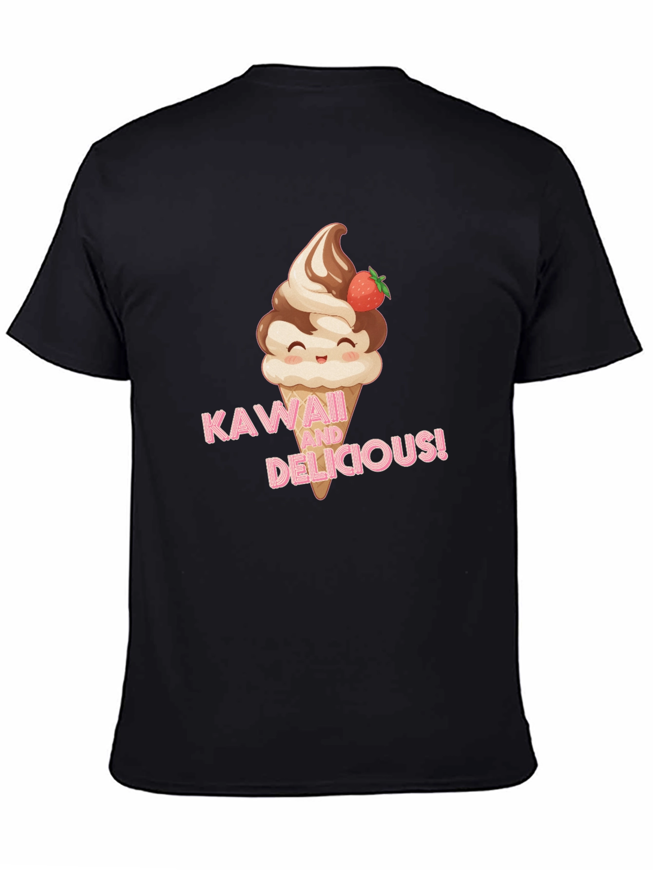 Kawaii Delicious Ice Cream Graphic Tee - Unisex Black T-Shirt