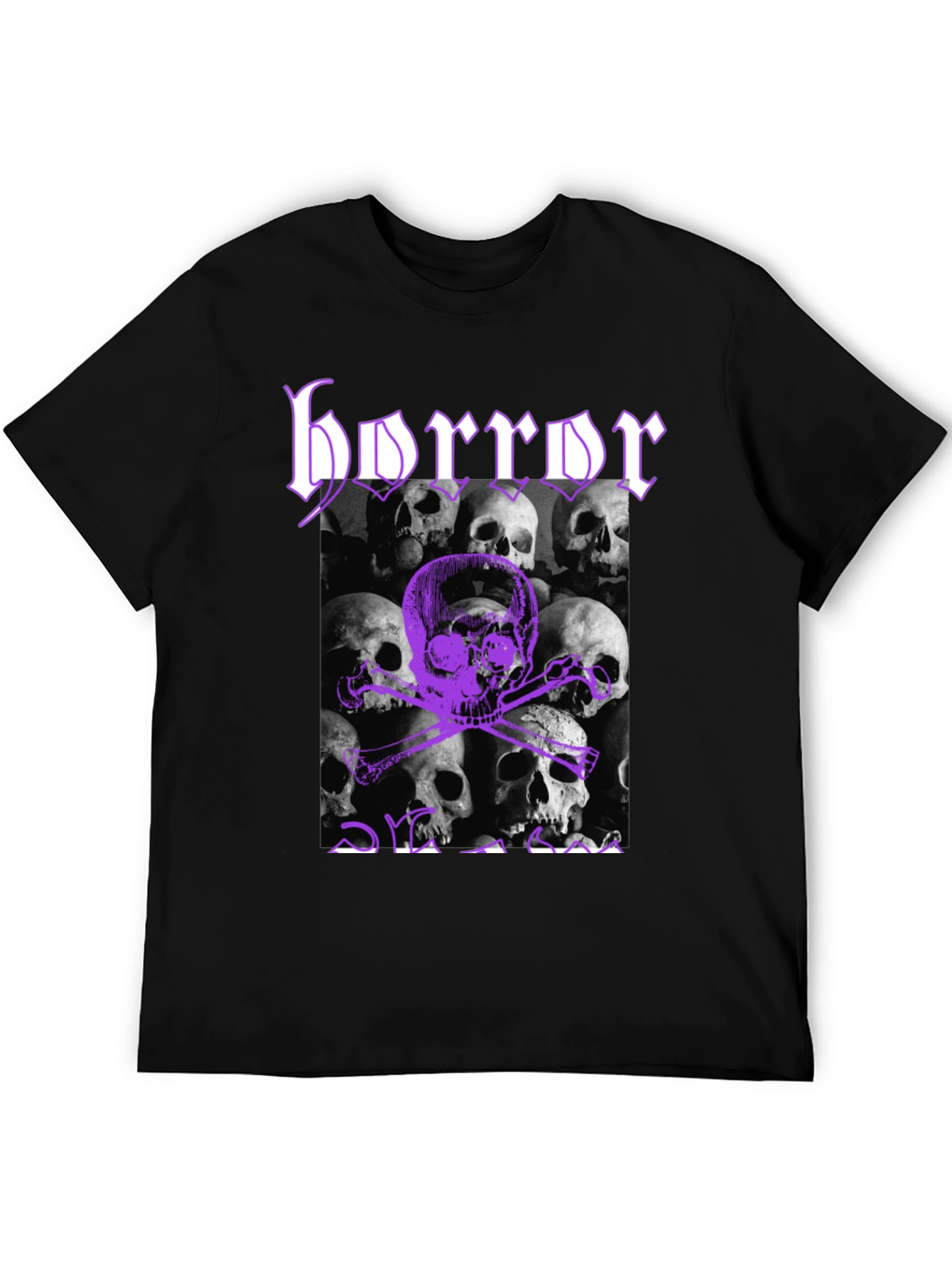 Horror Skull Graphic Tee - Black
