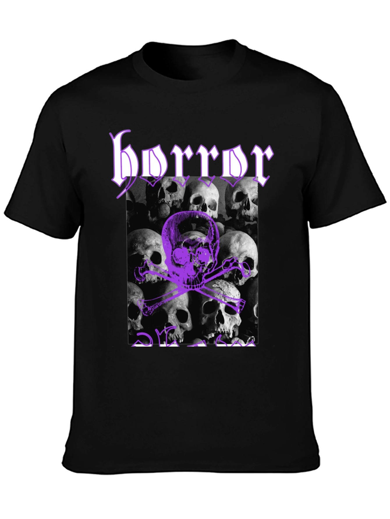 Horror Skull Graphic Tee - Black