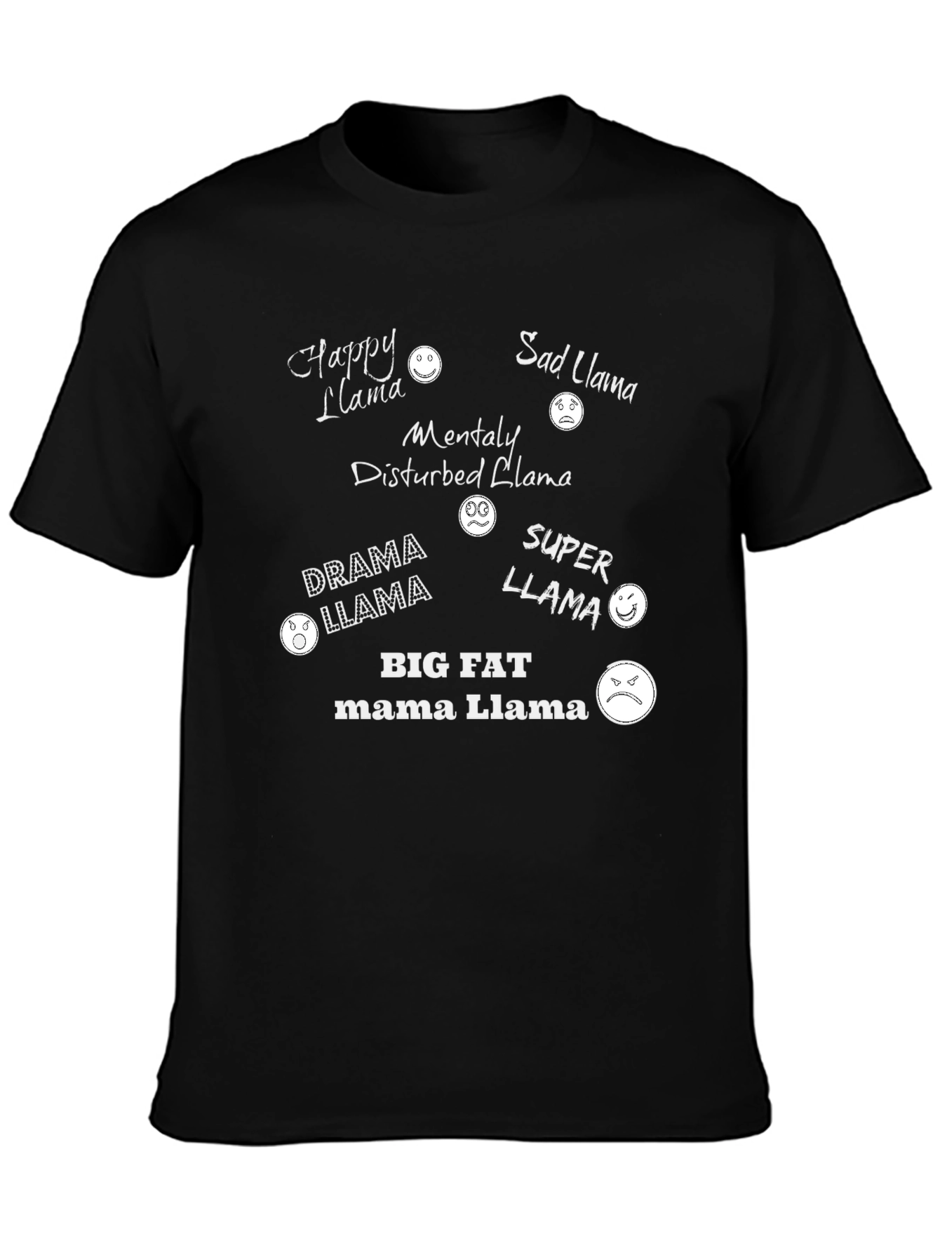 Funny Llama T-Shirt - Happy Sad Drama Llama