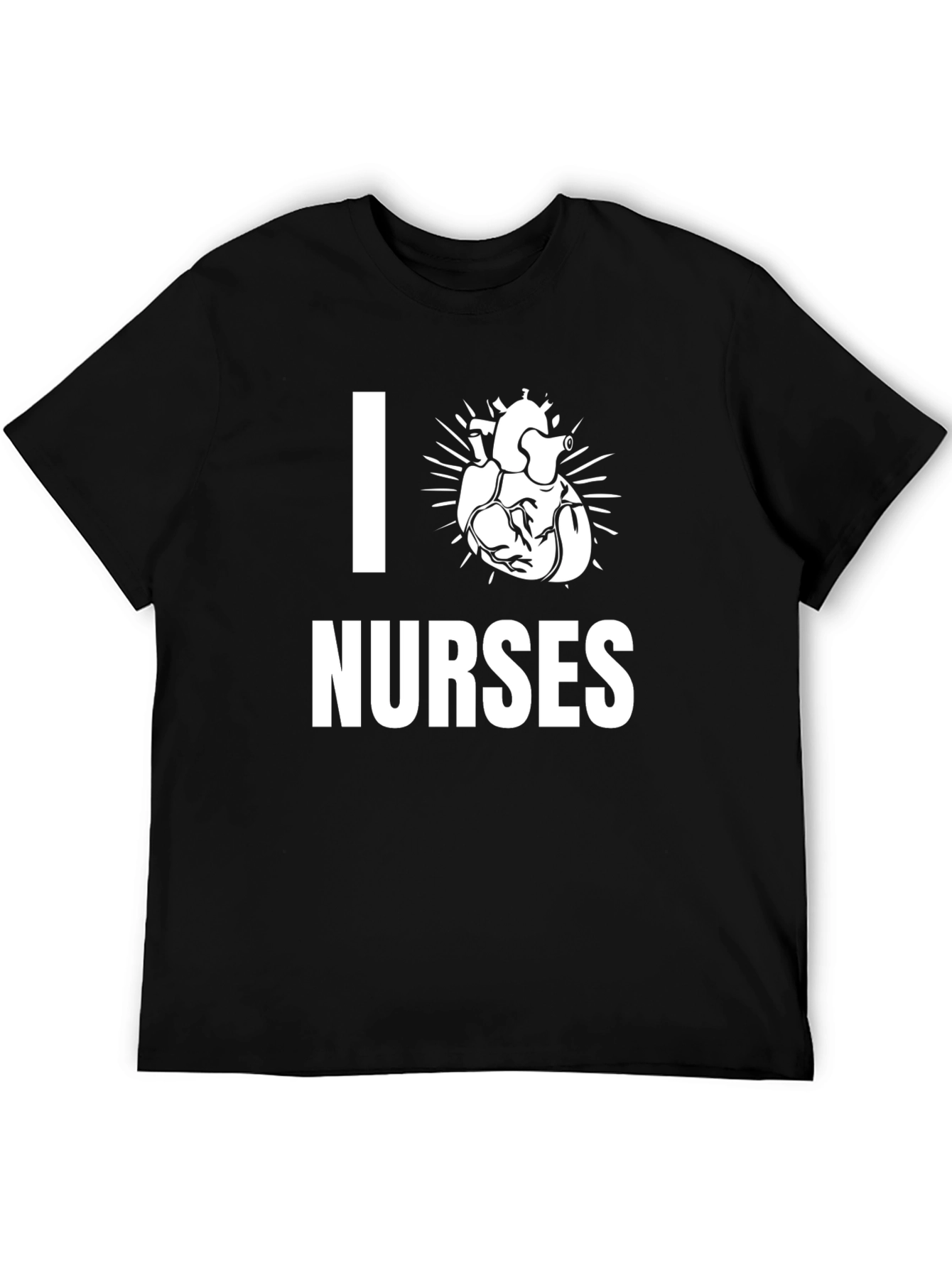 I Heart Nurses Graphic Tee - Black Cotton T-Shirt