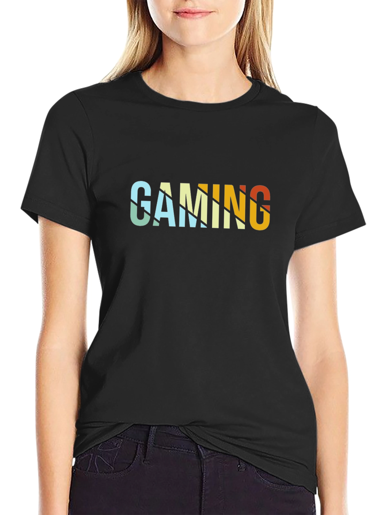Gaming Retro Style Graphic Tee - Black Cotton
